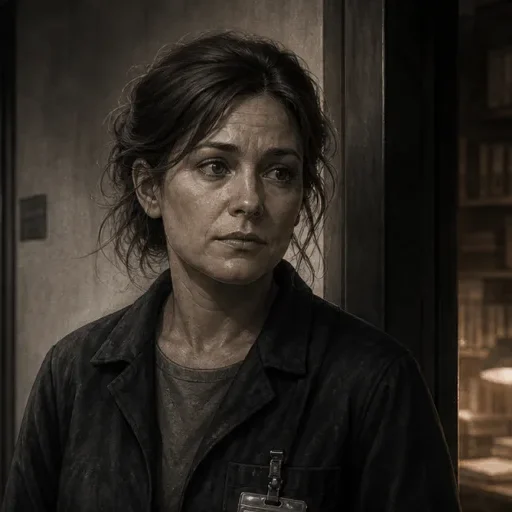 Nora Pike, wearing her work badge