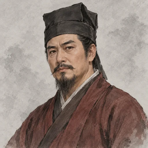 Imagined portrait of Guo Tu in an oxblood robe and plain dark cap