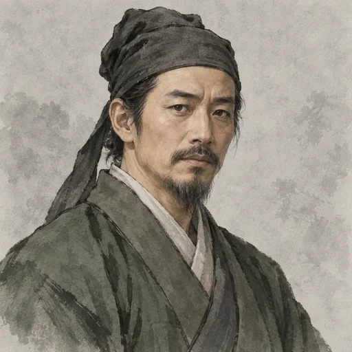 Imagined portrait of Yan Yu in a modest green robe and cloth headwrap